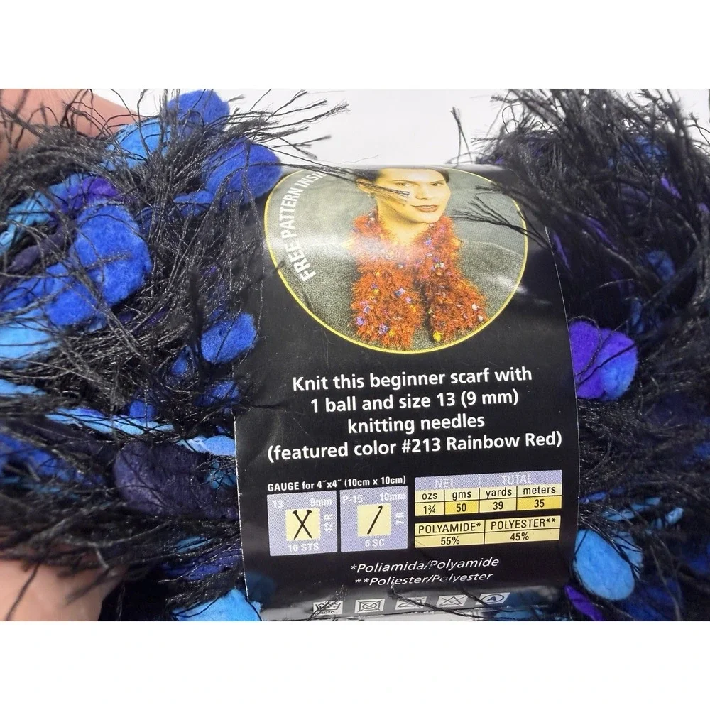 Lion Brand Fancy Fur Yarn Stain Glass Black 39 Yds Each 1.75 Oz Lot Of 13
